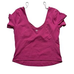 Lululemon Align Tee Nulu Cropped Length Size 4 Sonic Pink 53496 gym workout